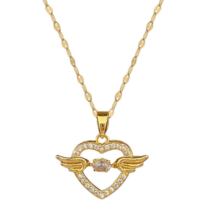 Smart Heart Of Angel Light Luxury Temperament Gorgeous Full Diamond Necklace Women
