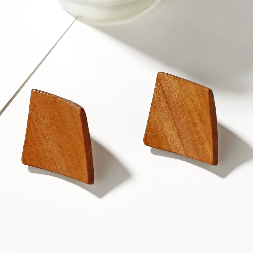 Geometric Irregular Twisted Rhombus Wooden Ear