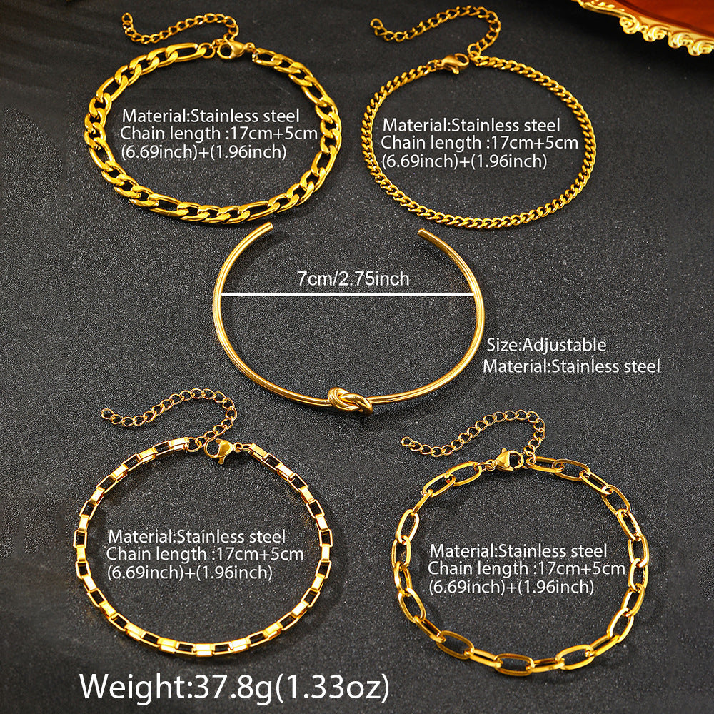 Retro Thick Chain Personalized Bracelet Mix And Match Open-ended Bracelet Bracelet Twin Style Suit