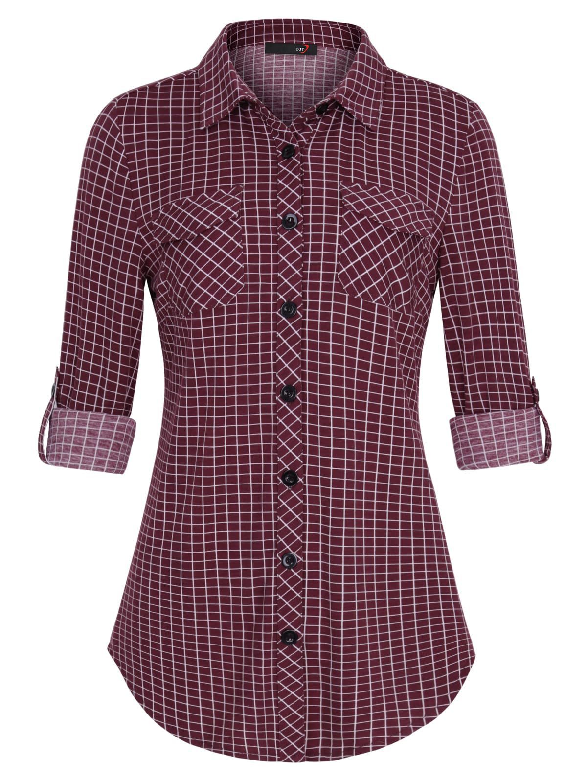 Plaid Pouch Button Cuff Comfort And Casual Printed Women's Shirt