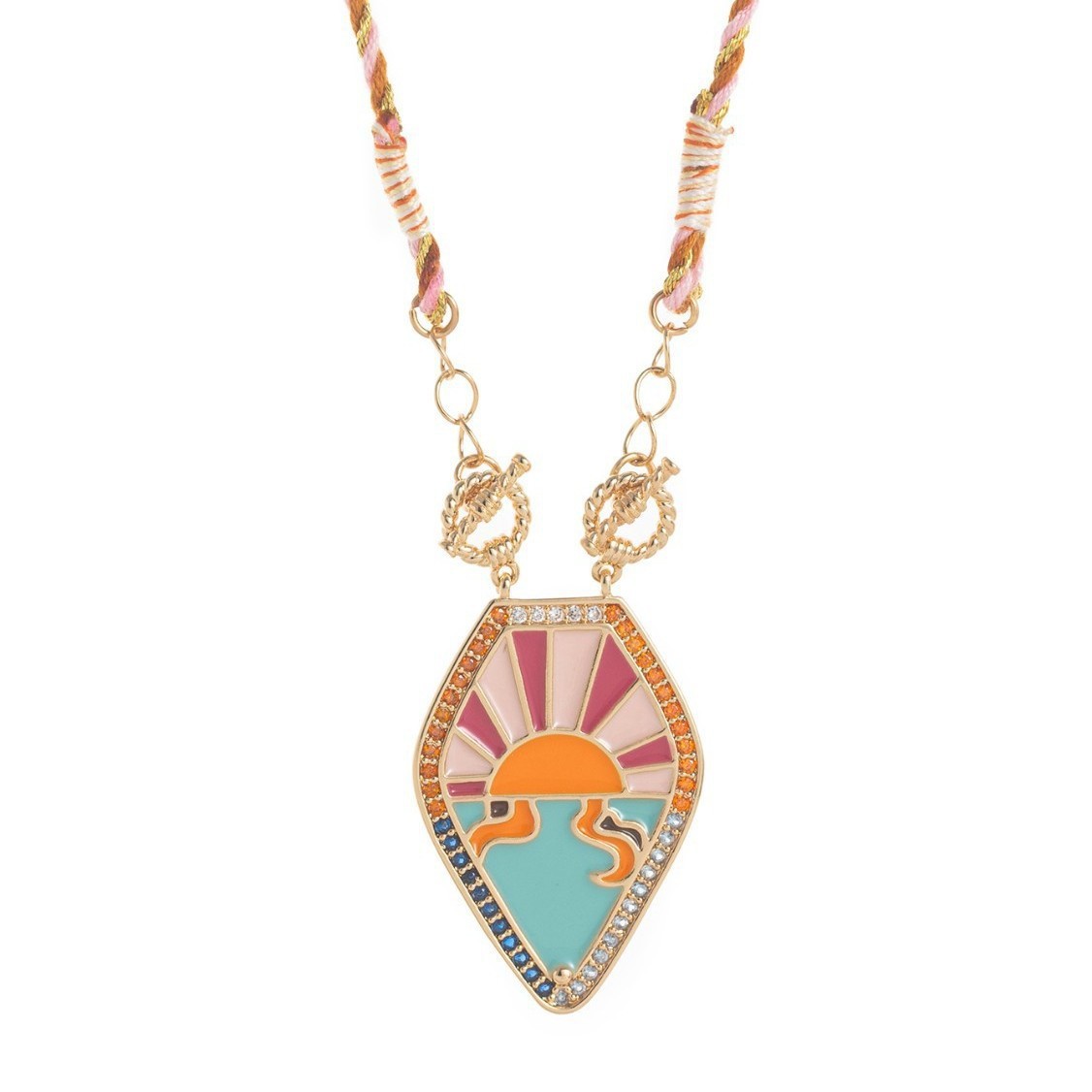 Retro Artistic Color Tarot Necklace Pendant Fashion Gold Plated