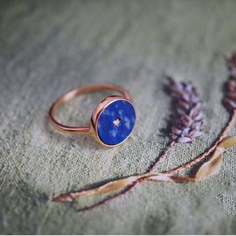 Natural Lapis Lazuli White Zirconium Plated 925 Silver Plated Vintage Ring