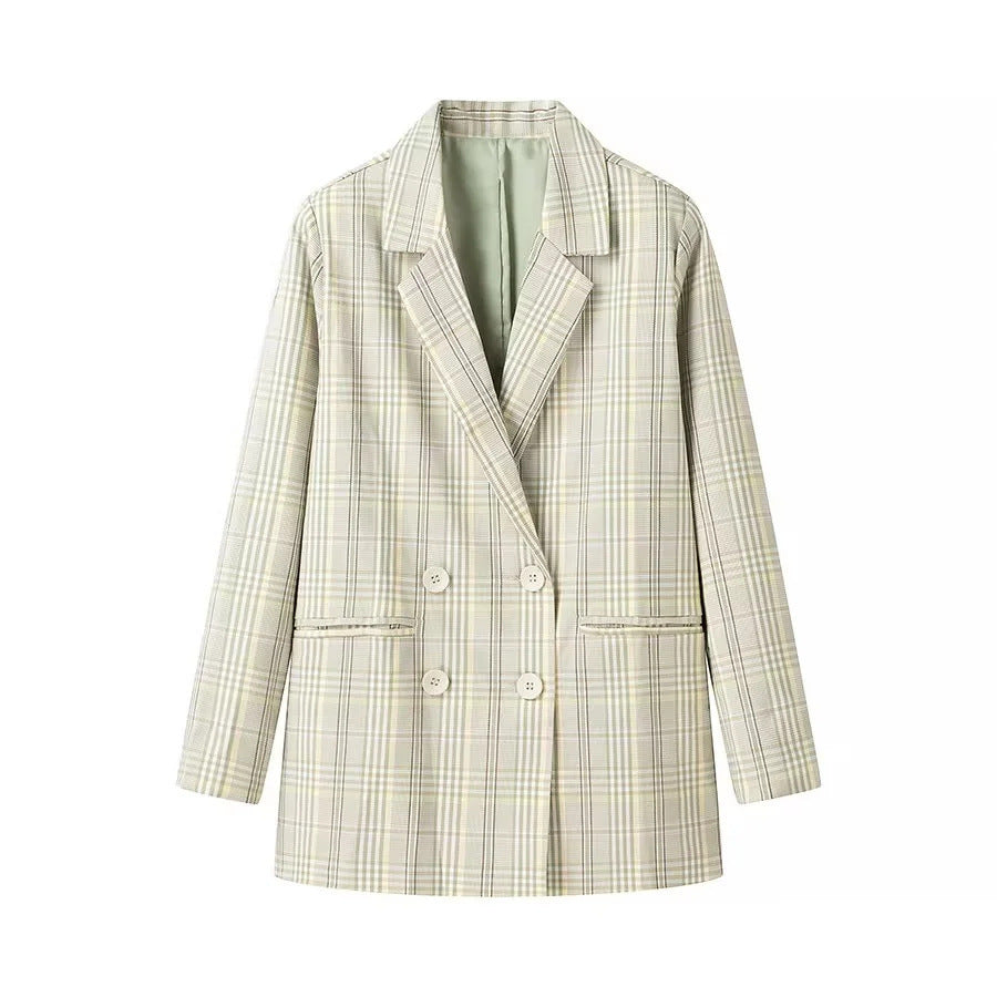 Fashion Women's Wear Plaid Blazer