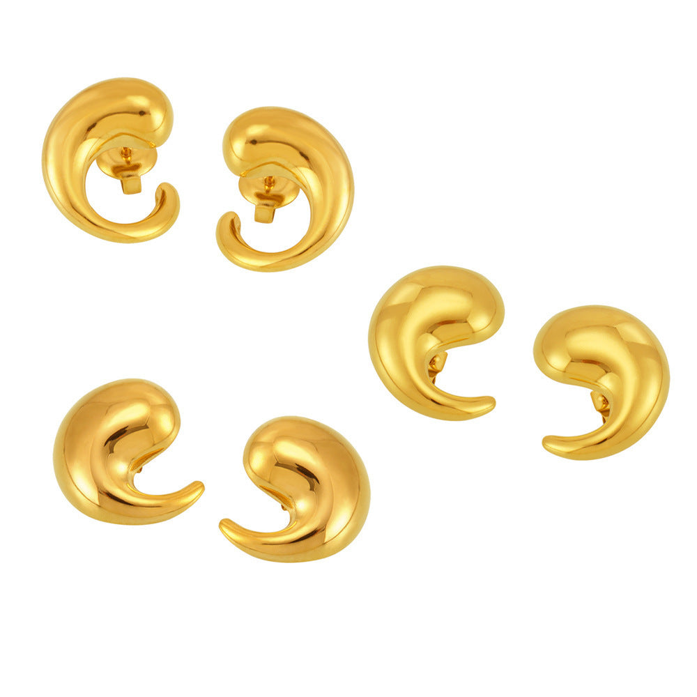 Fashion Simple Curved Water Drop Ear Studs