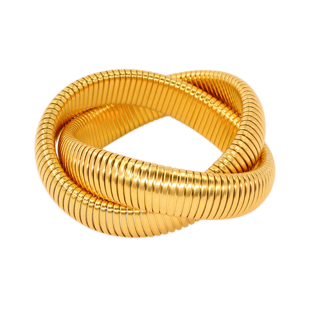 Stainless Steel Elastic Double Ring Bracelet Snake-shaped Titanium