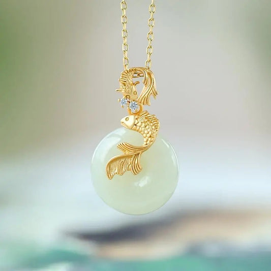 Koi Hetian Jade Peace Buckle Personality Retro Pendant