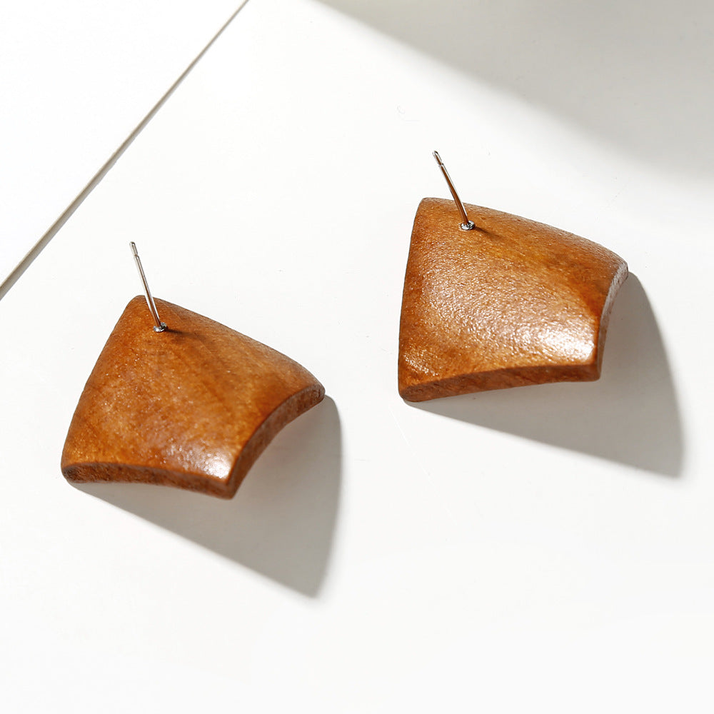 Geometric Irregular Twisted Rhombus Wooden Ear