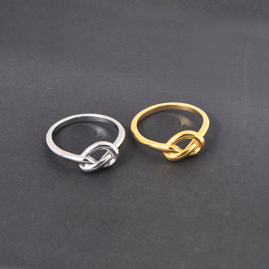 Knotted Heart Knot Titanium Steel Hipster Men And Women Neutral Tail Ring