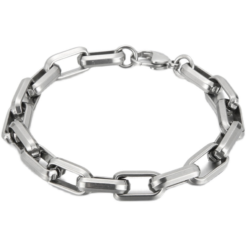 Men's Titanium Steel Hip Hop Geometric Personalized Trimming Bracelet