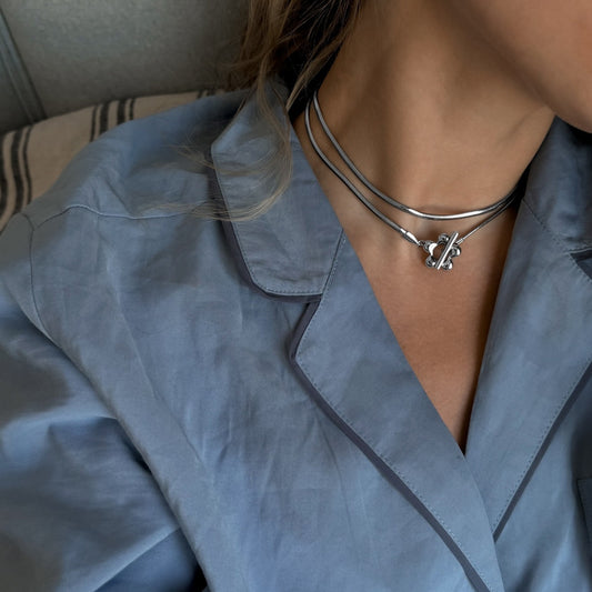 Hip Hop Double Layer Snake Bones Chain Necklace Niche