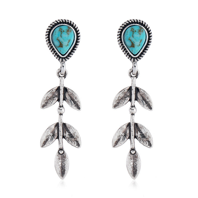 Creative Long Ethnic Style Earrings Drop Leaf Shape