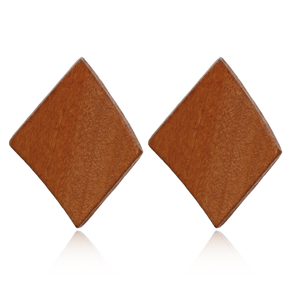 Geometric Irregular Twisted Rhombus Wooden Ear