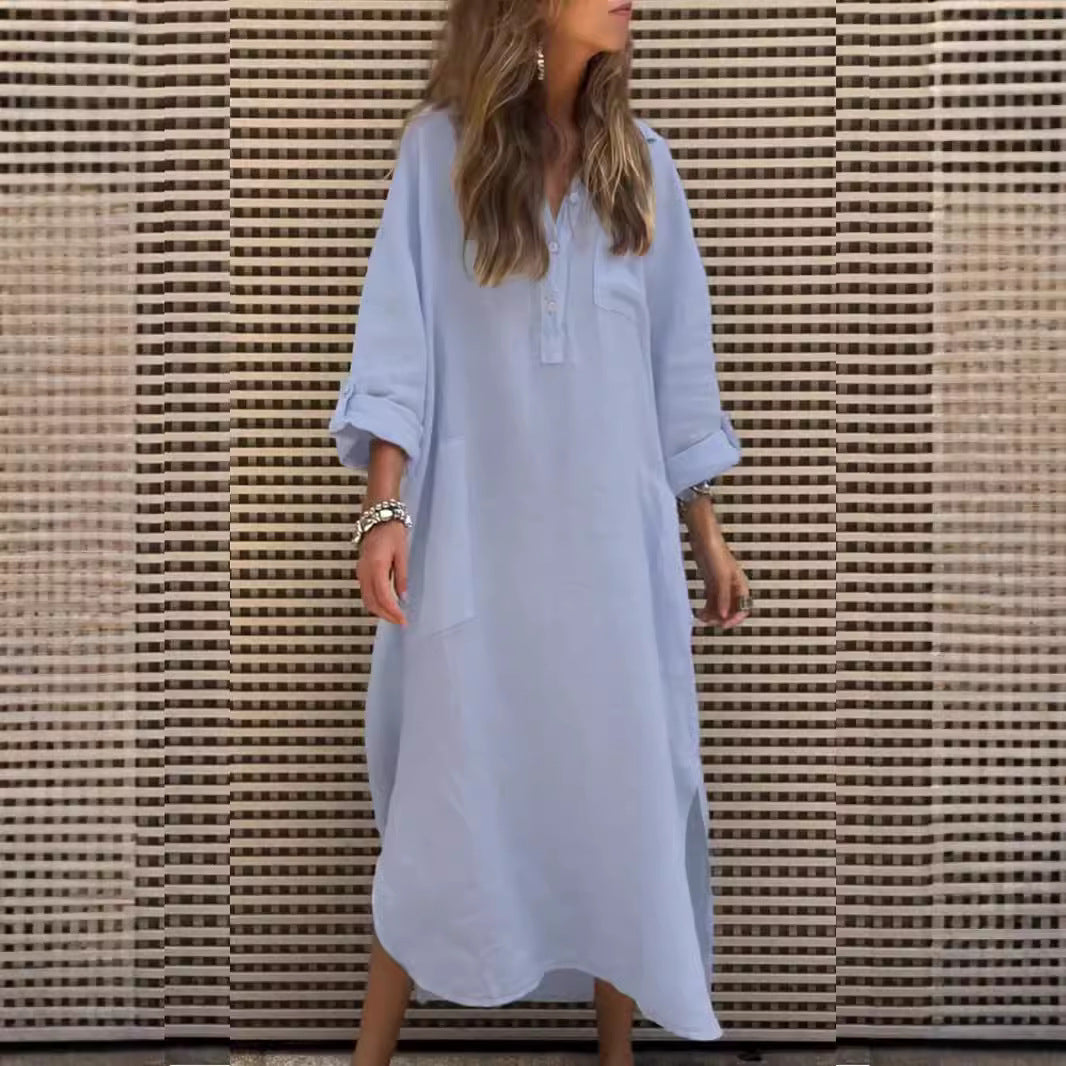 New Autumn And Winter Elegant Solid Color Irregular Dress