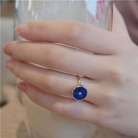 Natural Lapis Lazuli White Zirconium Plated 925 Silver Plated Vintage Ring