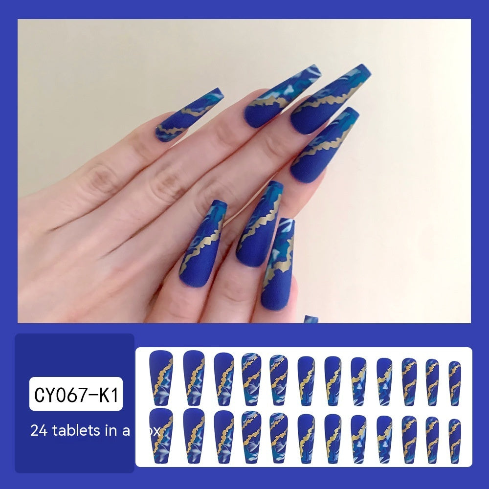 Blue Flame Marbling Fake Nail Patch