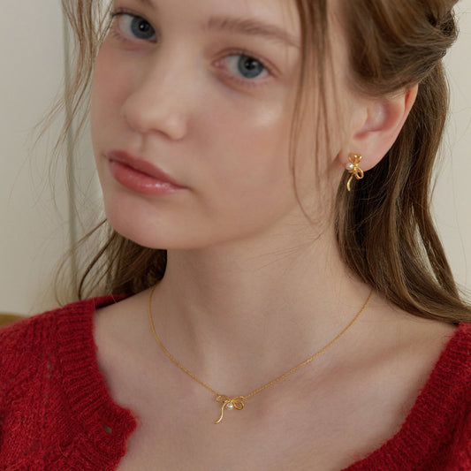European And American Pearls Bow Necklace