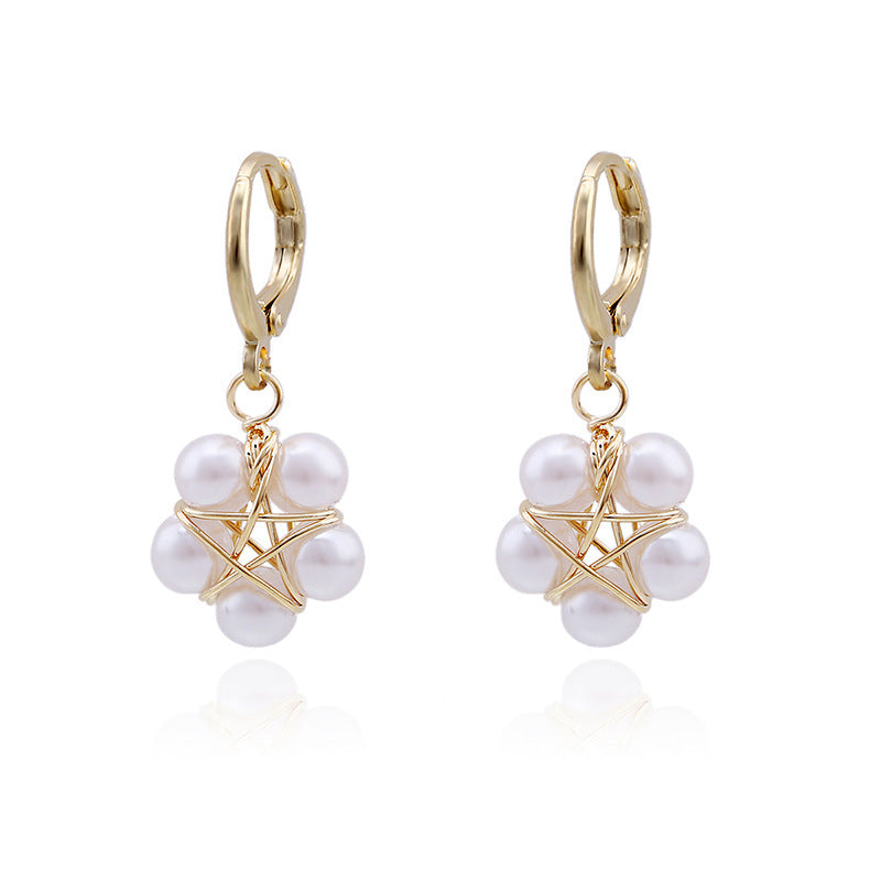 Light Luxury Ocean Series Ear Clip European And American Handmade Pearl Earrings