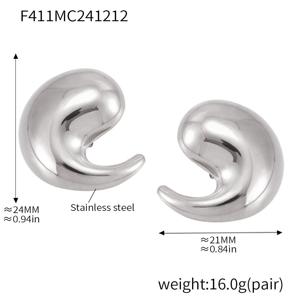 Fashion Simple Curved Water Drop Ear Studs