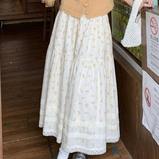 Sweet Lace Edge A- Line Skirt Temperament Slimming