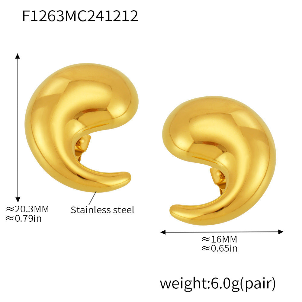 Fashion Simple Curved Water Drop Ear Studs