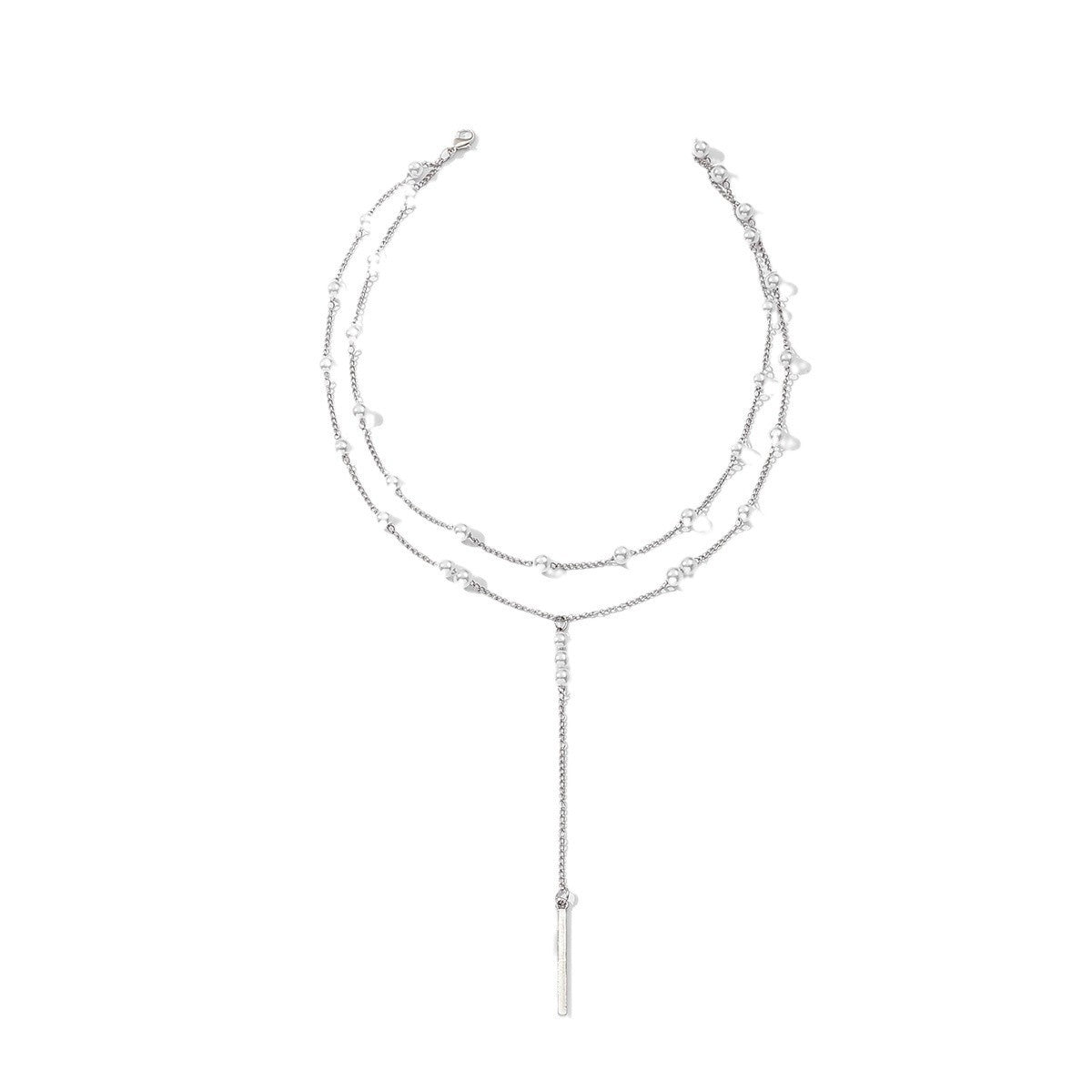 Pearl Geometric Tassel Necklace