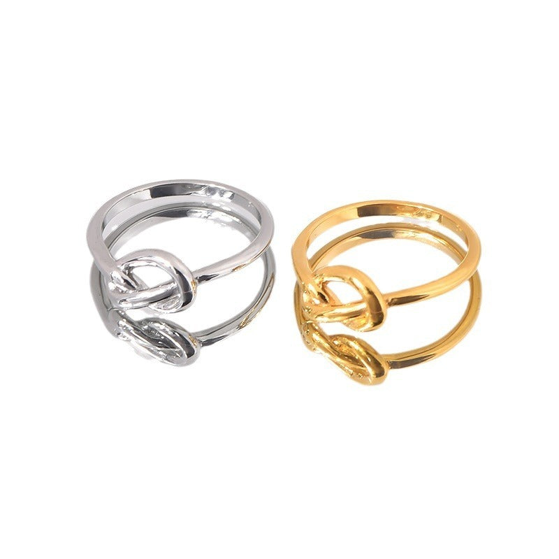 Knotted Heart Knot Titanium Steel Hipster Men And Women Neutral Tail Ring