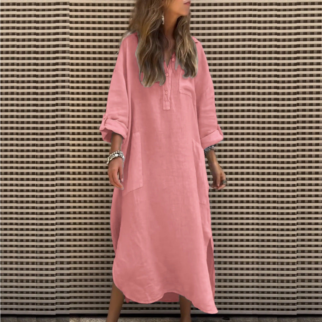 New Autumn And Winter Elegant Solid Color Irregular Dress