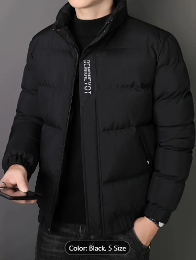 1pc Men'S Casual Lightweight Winter Thickened Cotton Coat